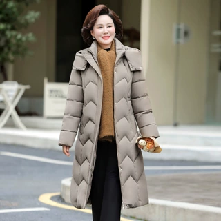 2026新款中老年女装修身显瘦棉袄外套加厚妈妈冬装中长款过膝棉服
