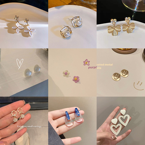Pearl earrings for women, ins style, simple, high-end, niche style earrings, internet celebrity retro earrings, silver needle wholesale