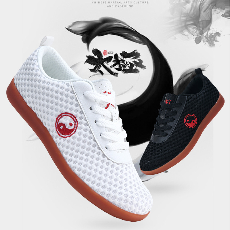 Tai Chi Practice Shoes Summer Mesh Breathable Lightweight Eight-Stage Brocade Practice Martial Arts Sports Shoes for Men and Women Tai Chi Practice