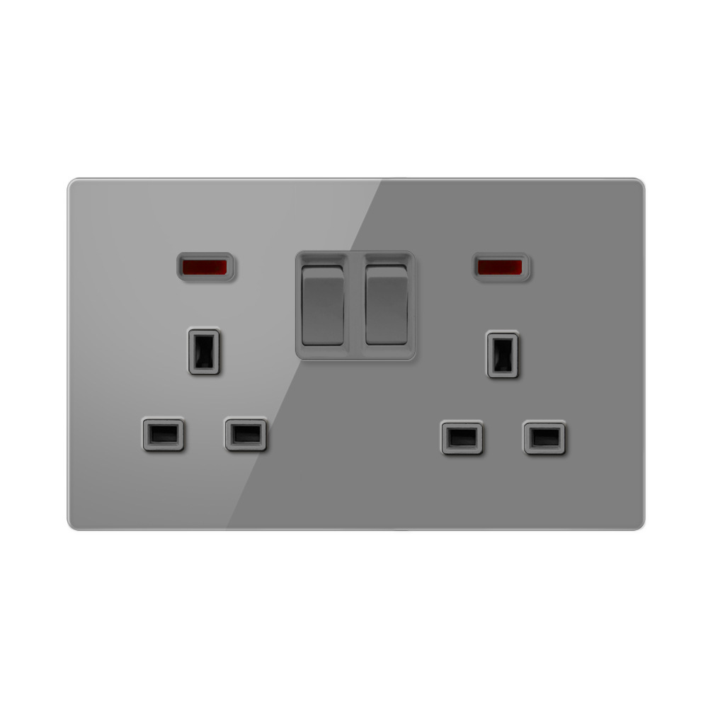 港澳英式玻璃146型暗装二开双联多功能3孔USB+type-c开关X20