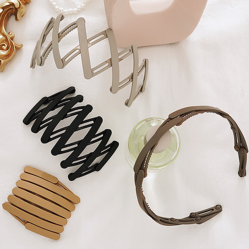 New retractable folding hair hoop for outdoor use with summer hairpin for women invisible hair hole with toothed anti-slip face wash headband