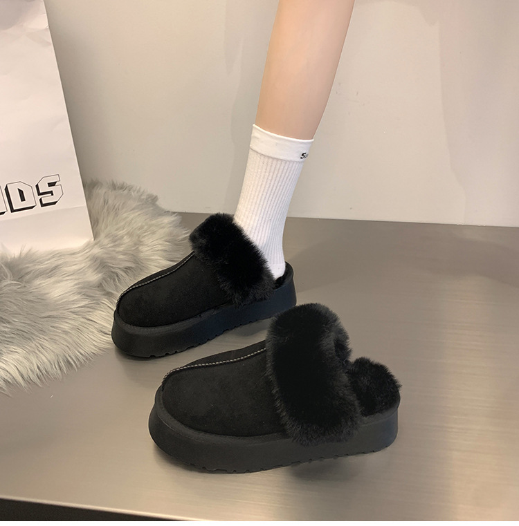Pantofole pelose Baotou da donna da indossare fuori autunno e inverno nuovo stile celebrità di Internet muffin suola spessa più scarpe di cotone pigro calde di velluto_voghion.com