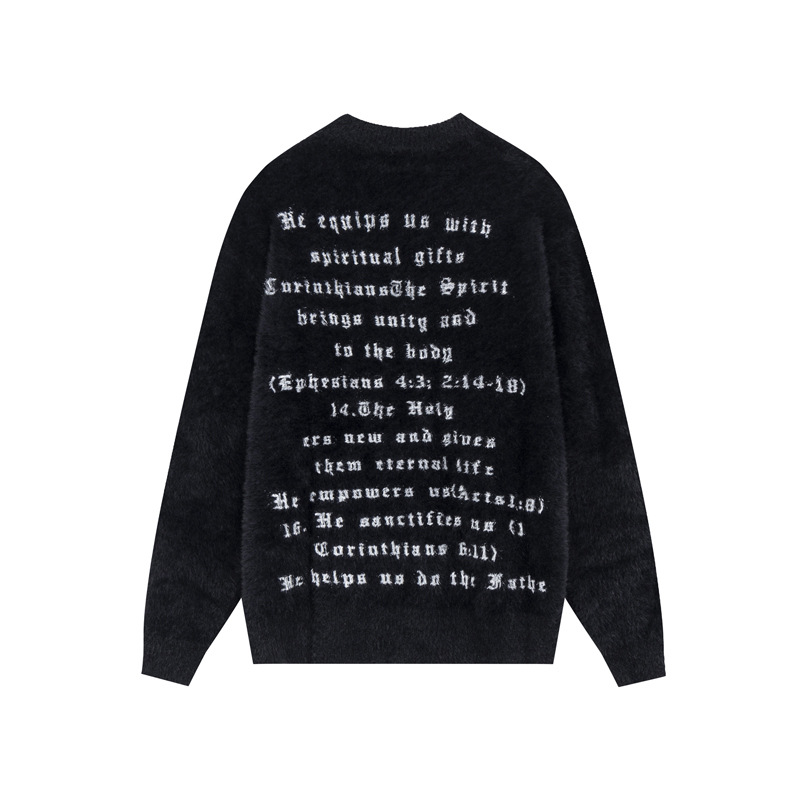 Vêtements pour hommes, design de niche de rue, sens du mohair, marque de mode Spider, style paresseux, pull décontracté ample_voghion.com