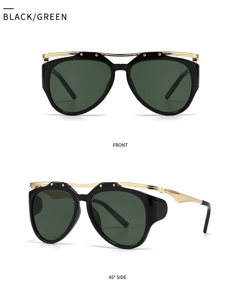 Commercio estero Esplosioni transfrontaliere Occhiali da sole Fotografia di strada europea e americana Ins Internet Modello rosso Occhiali da sole geometrici in metallo Donna LH16_voghion.com