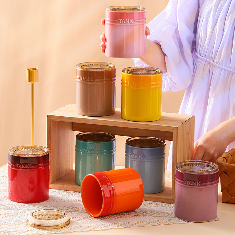 Scandinavian Snack Rainbow Jar Ceramic Sealed Jar Grain Coffee Tea Small Jar with Lid Storage Kitchen Storage Jar Scandinavian Snack Rainbow Jar Ceramic Sealed Jar Grain Coffee Tea Small Jar with Lid Storage Kitchen Storage Jar