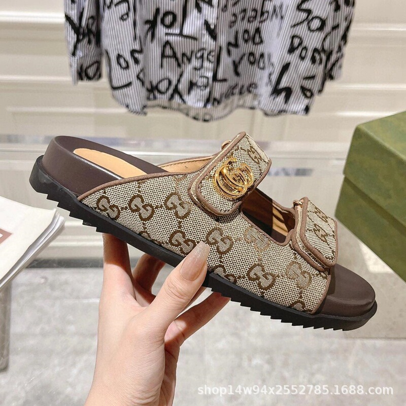 G Brand 2026 Women's Sandals with Thick Soles, Velcro Flat Slippers, Roman Style, Breathable and Comfortable, with Rhinestones G Brand 2026 Women's Sandals with Thick Soles, Velcro Flat Slippers, Roman Style, Breathable and Comfortable, with Rhinestones