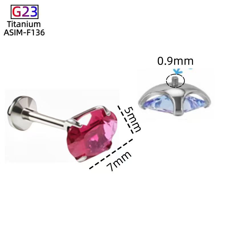 16G labret stud size and finish detail