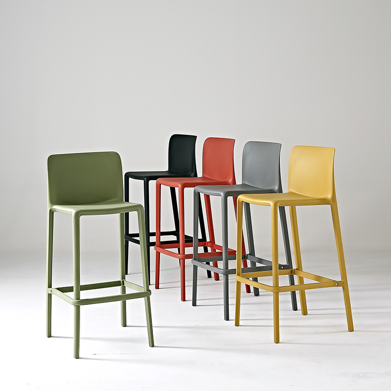 Scandinavian Simple Bar Chair Modern Normcore Plastic Backrest Bar Chair Home Stackable Designer Creative High Stool