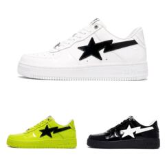 BAPESTA DUNK ブラック ホワイト グリーン パテントレザー ストリート トレンド バイブ ロートップ カジュアル スニーカー