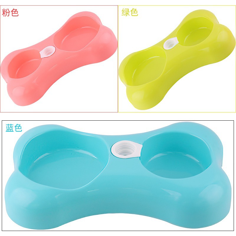 Pet bowl double bowl candy plastic dog bowl feeder bone -type double…