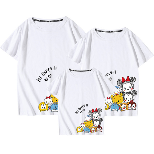 Raimond 2024 new summer clothing parent-child clothing pure cotton short-sleeved T-shirts for a family of three and four, mother and daughter clothing for the whole family