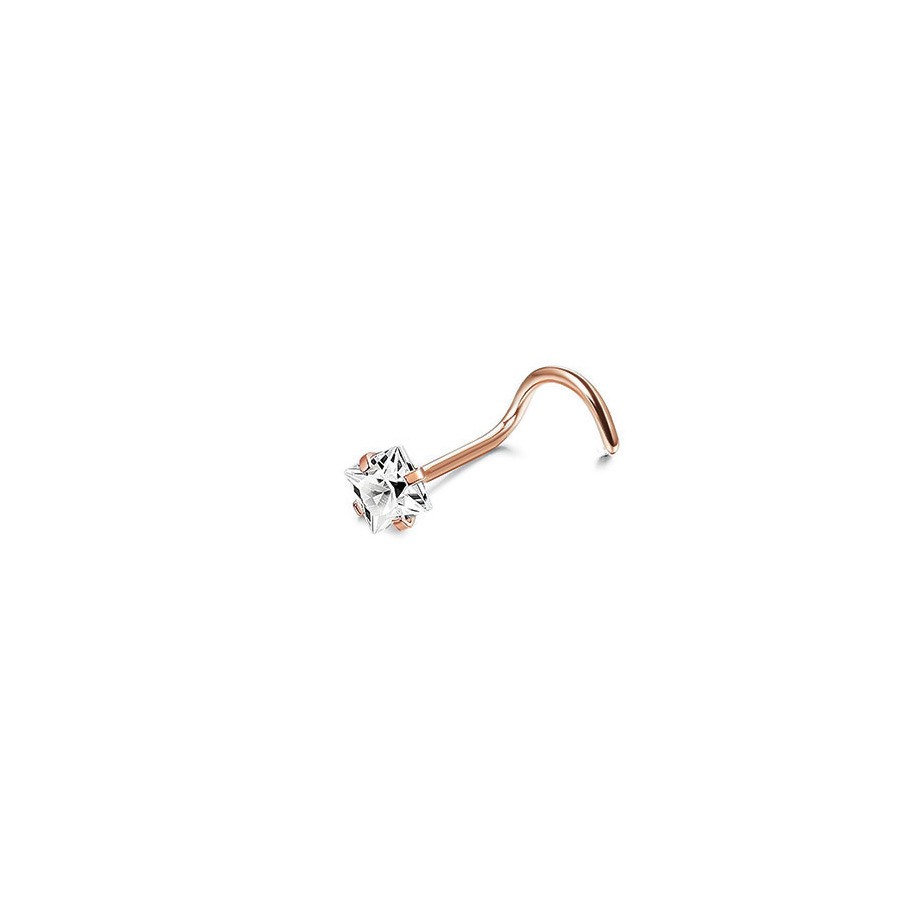 Piercing al naso a perno curvo in acciaio inossidabile 316L, rotondo, quadrato, con zircone, spessore 0,8 mm_voghion.com