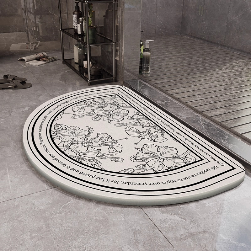 Hard Diatomaceous Earth Absorbent Floor Mat for Bathroom, Entrance, Sink, and Shower; Light Luxury, Simple, Non-Slip, Quick-Drying Floor Mat