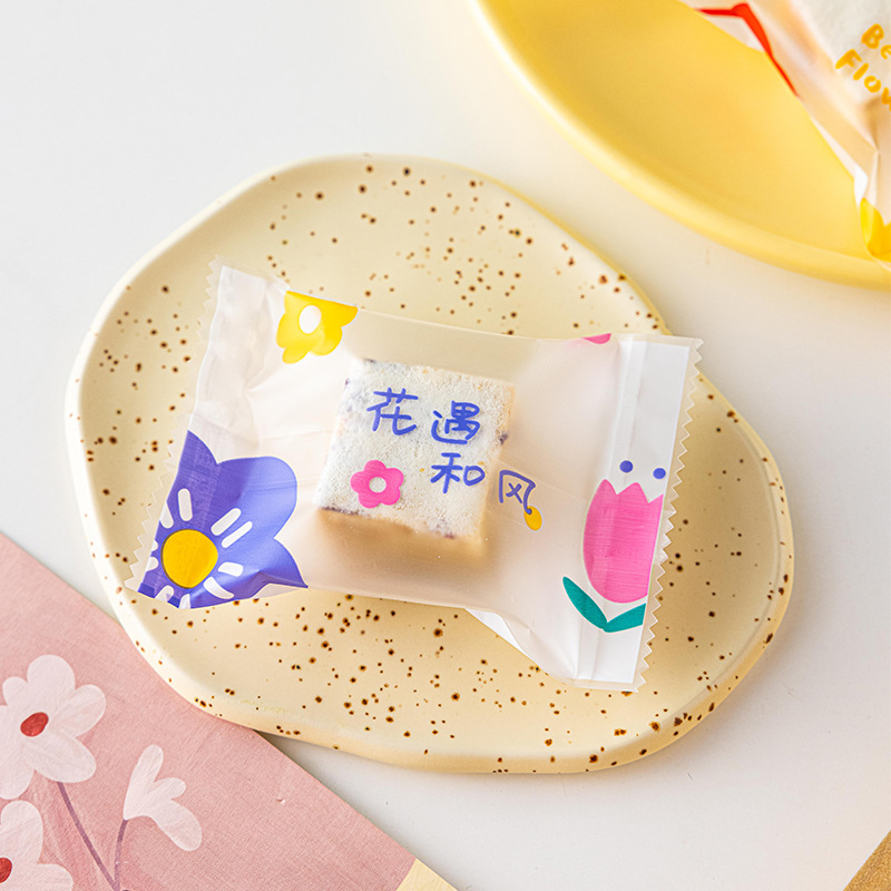 Copo de nieve crujiente máquina de embalaje de bolsas sellado dulces turrón galleta horneada bolsa de dulces bolsa vacía bolsa ciega al por mayor