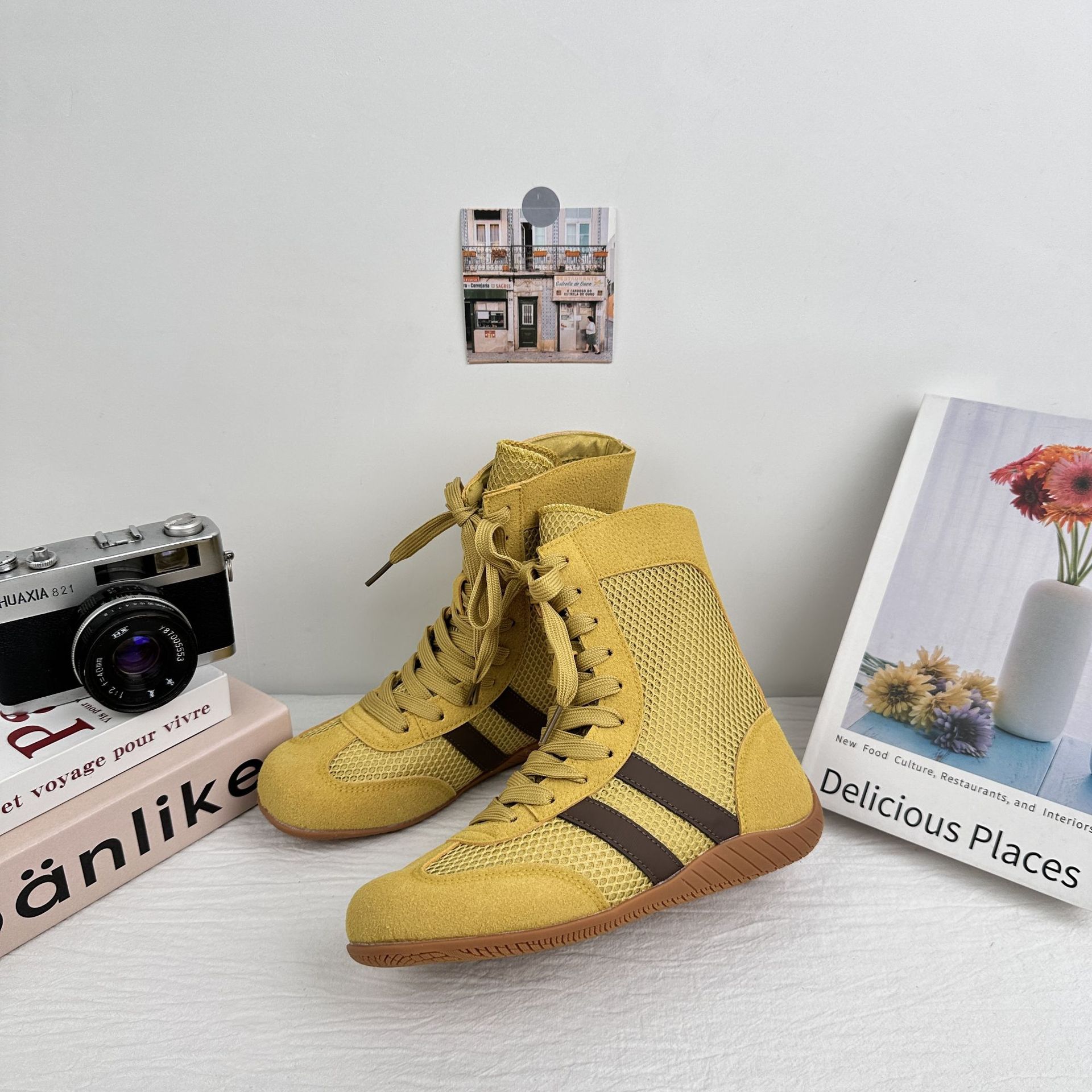 A9922 zapatos de boxeo de altura interior con suela blanda zapatos de entrenamiento alemanes de verano 2025 zapatos de carreras de moda retro versátiles image 9