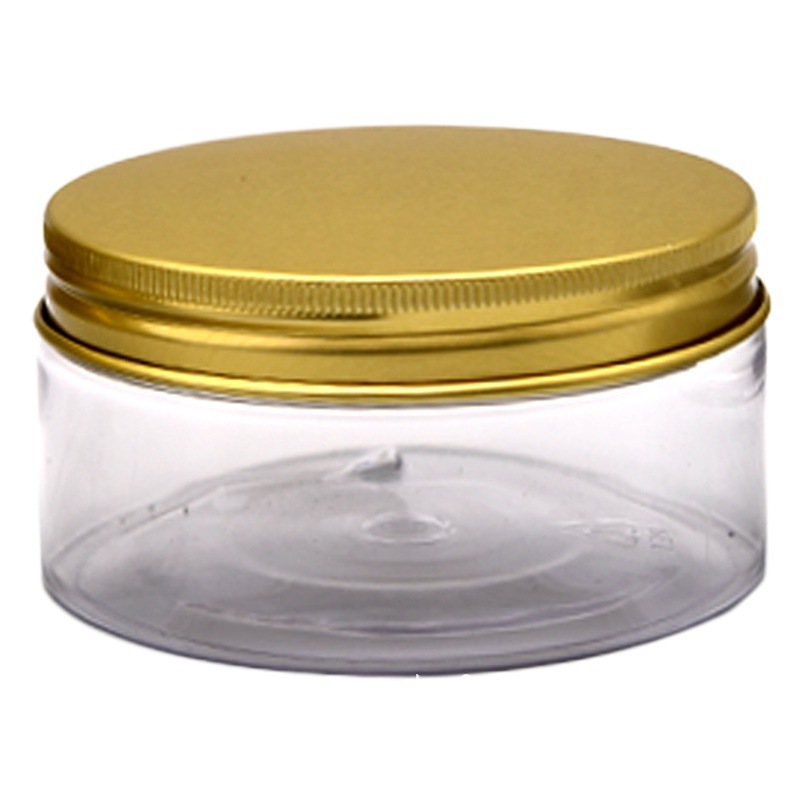 89 dientes 500g frasco transparente 250g sellado frasco de plástico transparente de alimentos 350g tapa de aluminio dorado caramelo frasco transparente