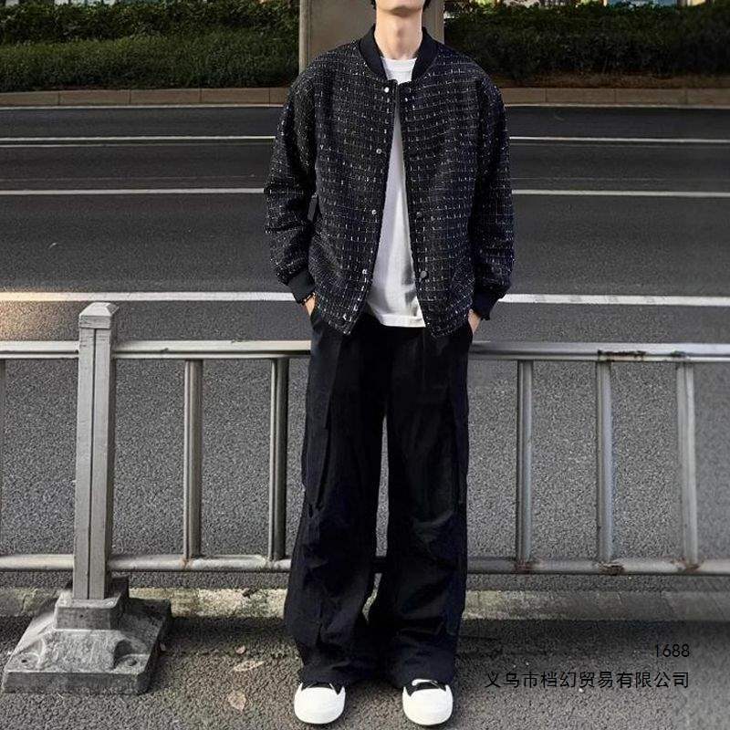黑色小香风短款棒球服夹克外套2026秋冬季男士感时尚帅气上衣现货