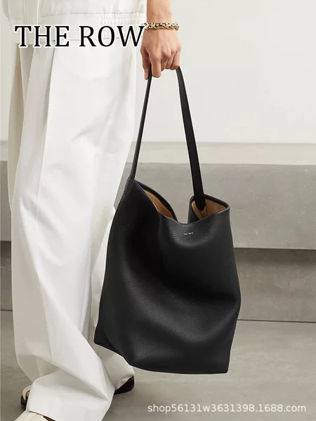 Therow Pebbled Leather Bucket Bag, Bucket-Shaped Cowhide Large Capacity Minimalist Shoulder Bag, High-End Handbag