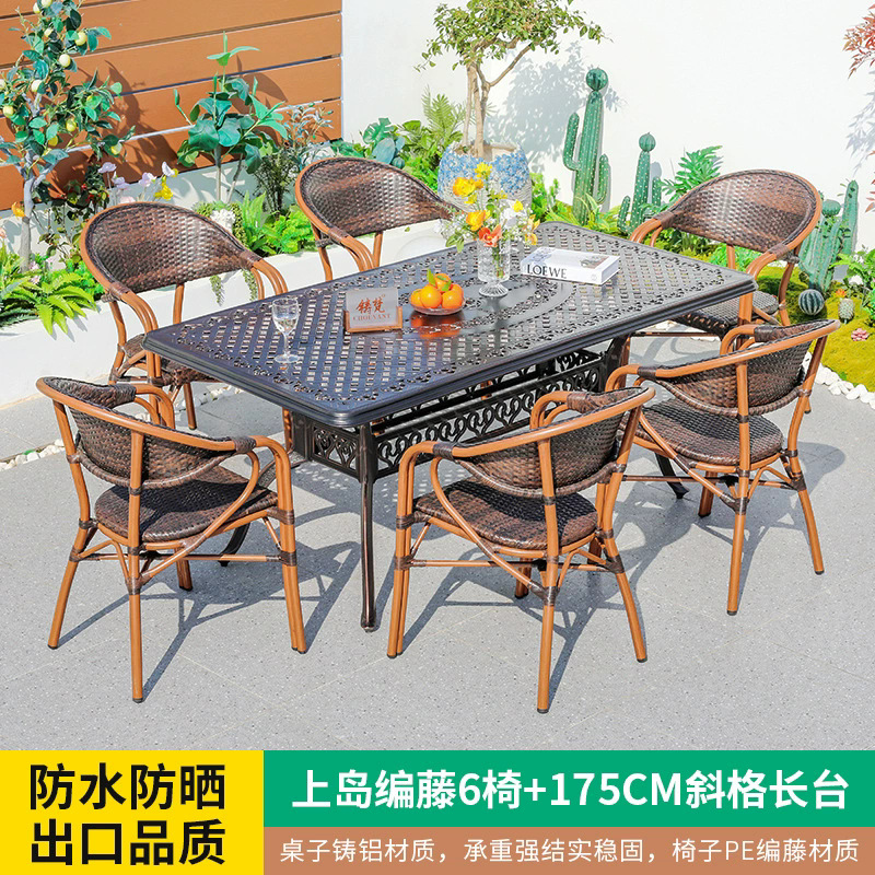 Mesa y silla al aire libre de cafeteria casuales al aire libre simple impermeable anticorrosivo balcón jardín mesa y silla combinación image 3