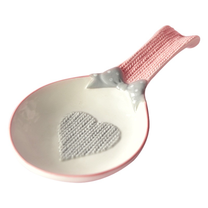 Portacucharas de cerámica rosa, estilo femenino, soporte para cucharas doméstico, adorno decorativo, transfronterizo.