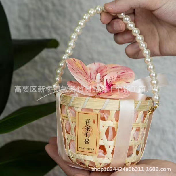 Tacos de barro de bambú, cestas de frutas, bocadillos, bocadillos, tiendas de té de leche, bocadillos creativos antiguos, decoración de pastel de flores de frijoles