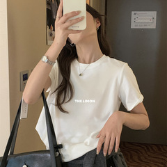 THE LIMON柠檬绿茶2025秋季短袖t恤女短款港味打底衫内搭宽松上衣