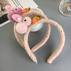 兒童可愛毛絨小兔子胡蘿蔔發箍韓版網紅女直播拍照洗臉壓發卡頭箍