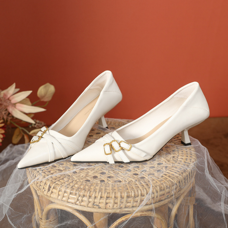 Spring and Autumn New High Heels Women's Stiletto Heel Pointed Toe Shallow French Elegant Single-layer Shoes Soft Sole Not Tired Foot Commuter Fashion Shoes