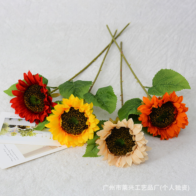 Simulación latina girasol flores de sol decoración para el hogar flores falsas tela de seda flores rojas accesorios de fotos de picnic al por mayor