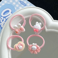 Adorable heart-shaped bunny baby hair tie sweet girl's heart children's hair clip thumb ring cartoon hair accessory for girls
