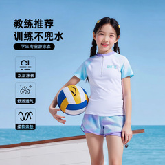 女の子の大きい子供の水着の分体の保守的な水泳館のスピードの女の子の中高生の水着の青少年の12歳は胸のパッドを持ちます。