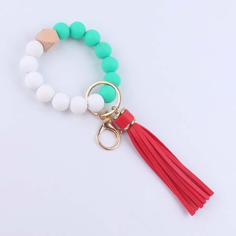 Nueva pulsera de silicona llavero creativo DIY Navidad cuentas de silicona borla colgante llavero colgante