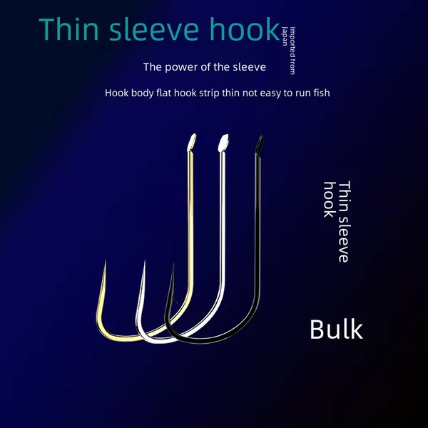 Gold Sleeve Hook with Thorn Japanese Bulk White Sleeves Black Sleeves Thornless Thin Strips Crucian Carp Hook Luo Fei Xiaoyu Special Hook Carp