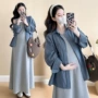 宽松打底新品条纹孕妇裙