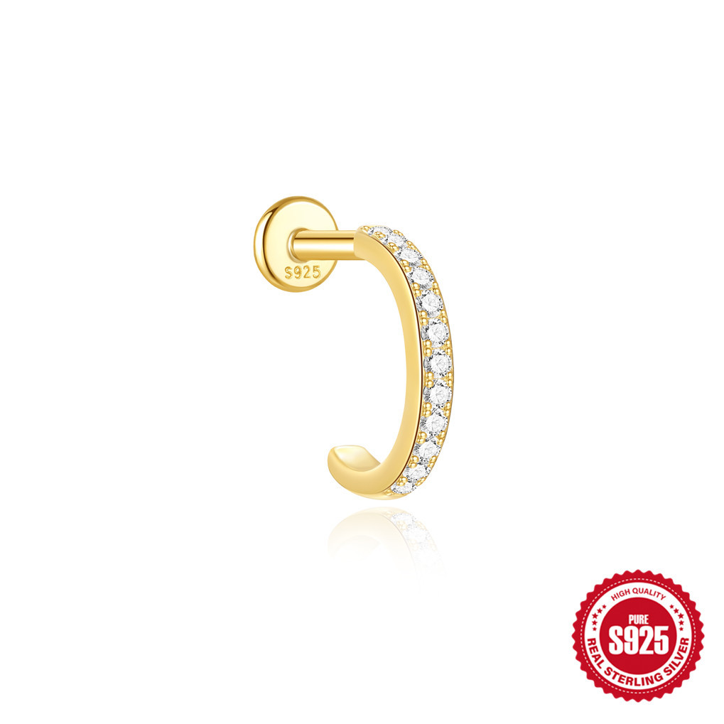 Nuevo estilo europeo y americano s925 plata de ley uso diario estrella de cinco puntas borlas con incrustaciones de diamantes cartílago espiral perforador aretes mujer