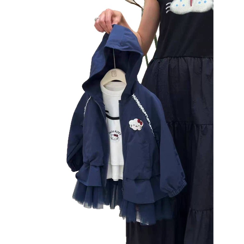 Ningli 女の子コート春と秋の新しいスタイルの薄いスタイルの子供のユニークで超見栄えの良い秋のプリンセストップ|undefined