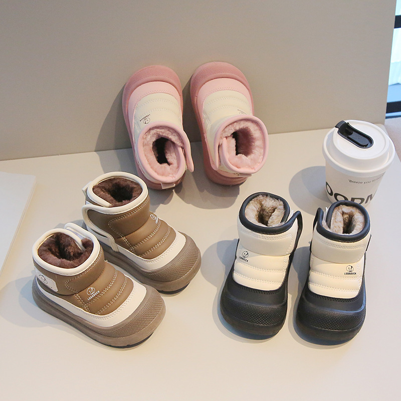 Girls' Snow Boots Winter Thickened Boys' Leather Waterproof Short Boots 2025 New Cold-Proof Warm Children's Loafers