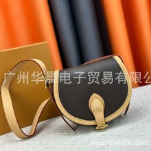 bags复古纯色老花2024印花字母休闲拼色单肩斜挎手提马鞍女包包