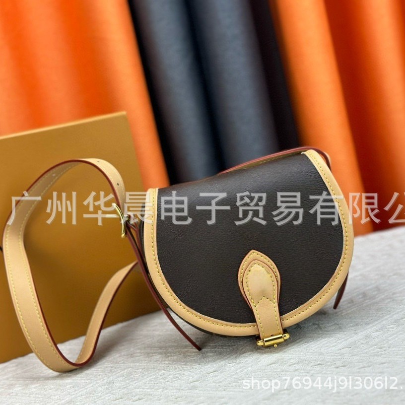 bags复古纯色老花2024印花字母休闲拼色单肩斜挎手提马鞍女包包