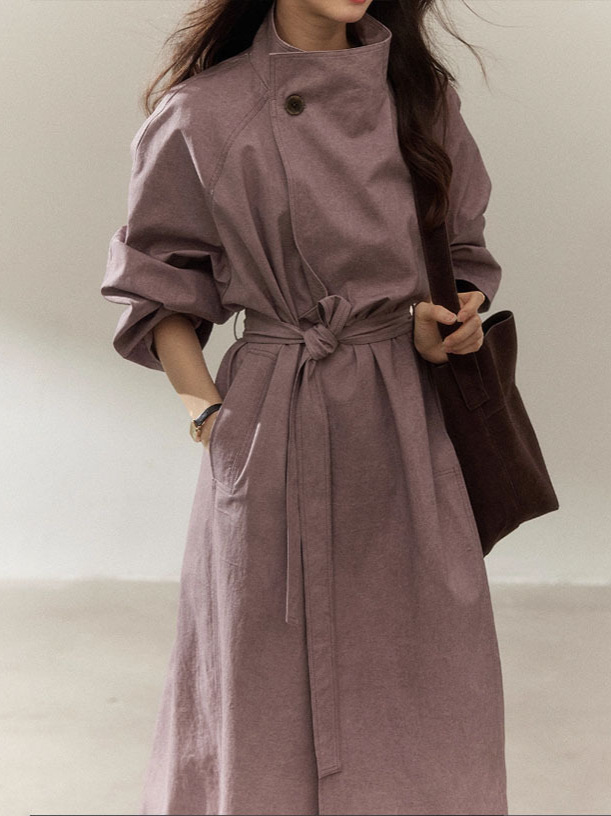 [Zifu] Intellectual Style Purple High-End Windbreaker Jacket for Women Autumn Fried Color Normcore Outwear