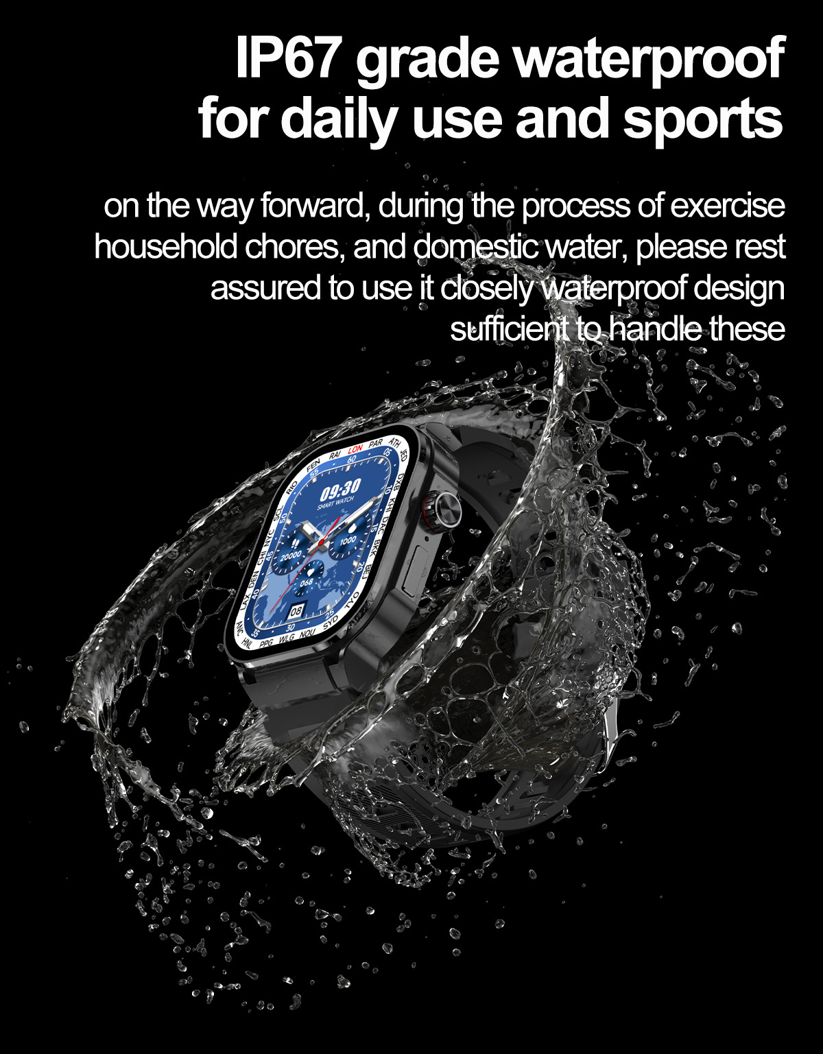 Reloj inteligente G40 de 2,1 pulgadas con pantalla cuadrada Bluetooth para exteriores_voghion.com