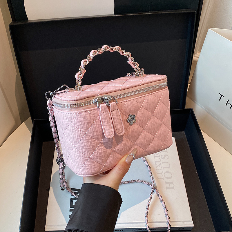 Caviar pequeña fragancia cadena de rombos bolsa cuadrada pequeña mujer 2025 nuevo bolso bandolera popular de alta gama de todos los partidos