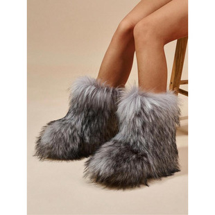 N 89132 Fur Fox Hair Snow Boots ��Ƥ����ëѩ��ѥ