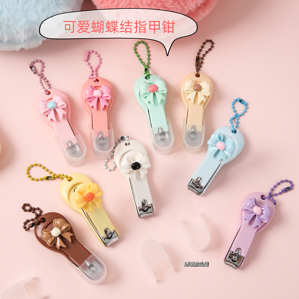 Cartoon Cute Bow Nail Clipper Portable Nail Clipper Single Pack Anti-Splash Nail Clipper Manicure Tool
