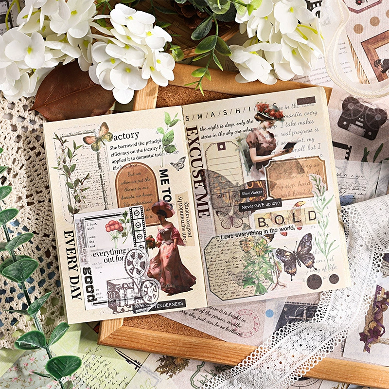 Иллюстрированная книга светотени (ZABC), набор ретро-наклеек, 40 шт., бумажный DIY