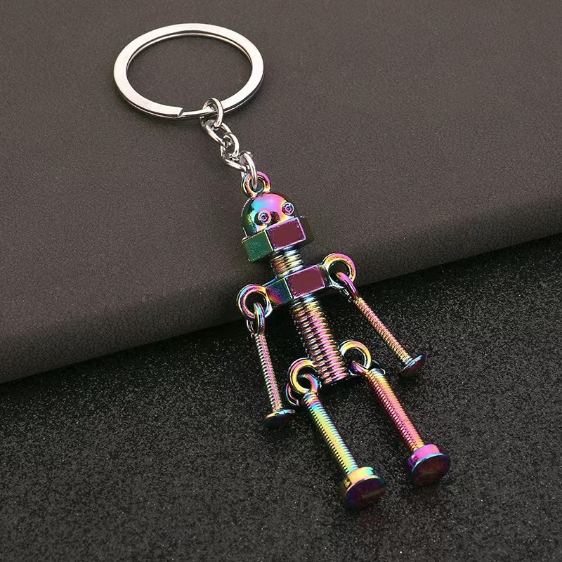 Manufacturer Wholesale Metal Cartoon Robot DIY Keychain Pendant with Movable Screws Small Gift Holiday Gift Manufacturer Wholesale Metal Cartoon Robot DIY Keychain Pendant with Movable Screws Small Gift Holiday Gift