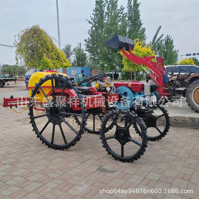 Shengjuxiang máquina de pulverización mecánica de 8 metros de pulverización de ancho de brazo de expansión de cuatro ruedas auto-propulsado
