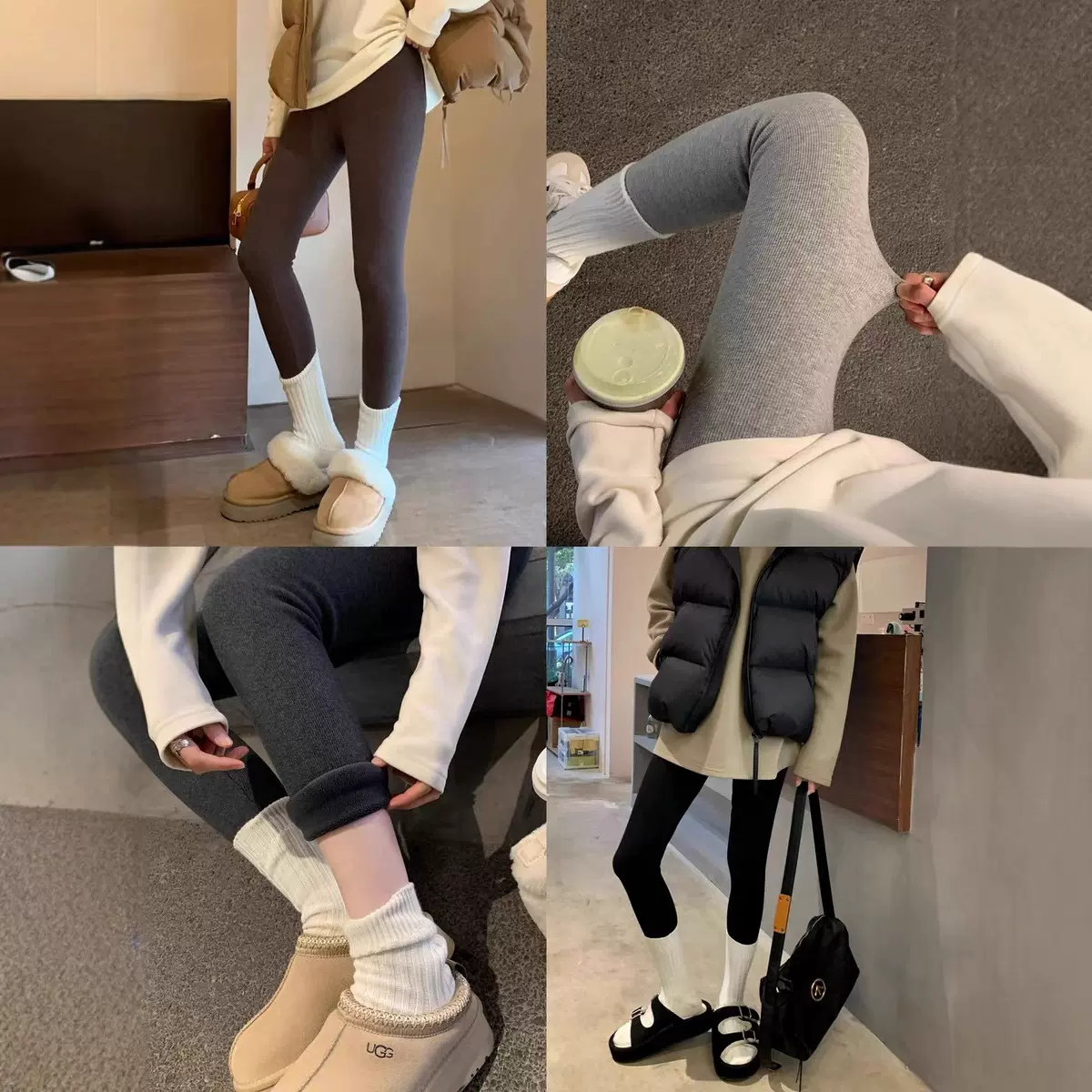 棉加绒灰色打底裤女外穿秋冬芭比裤紧身压力提臀收腹九分瑜伽裤