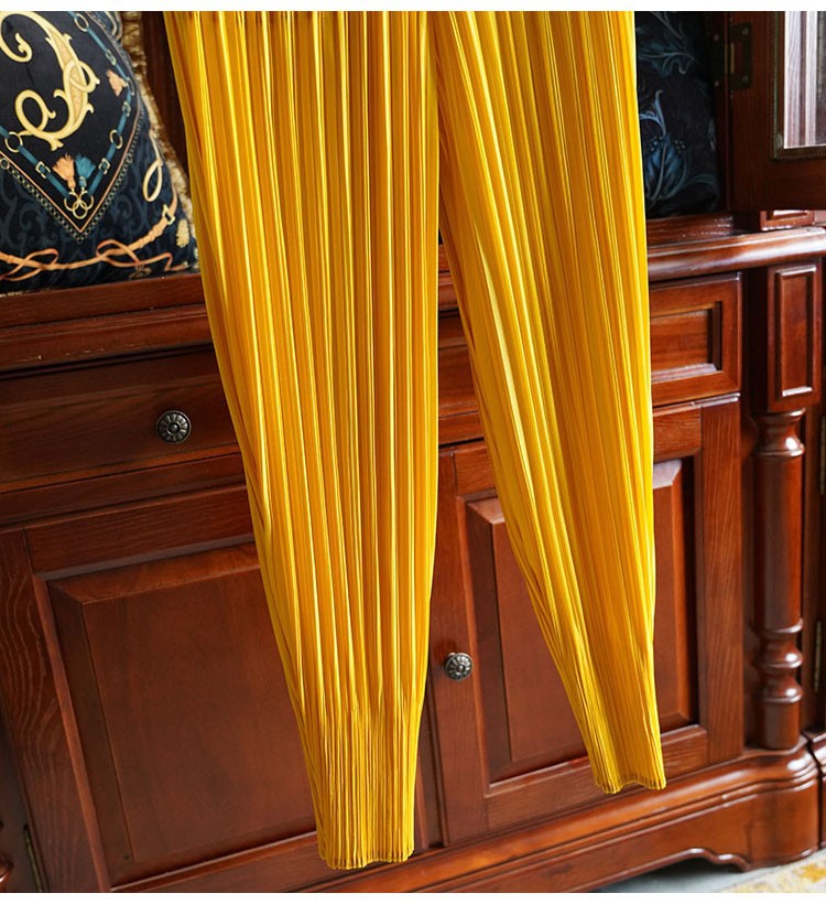 Quần culottes nữ ống rộng xếp ly dáng Harem, cạp cao su, phong cách Hàn Quốc — Màu xanh nước hồ, Màu xanh lục đậm, Màu xanh đậm, Màu xám chi tiết 7