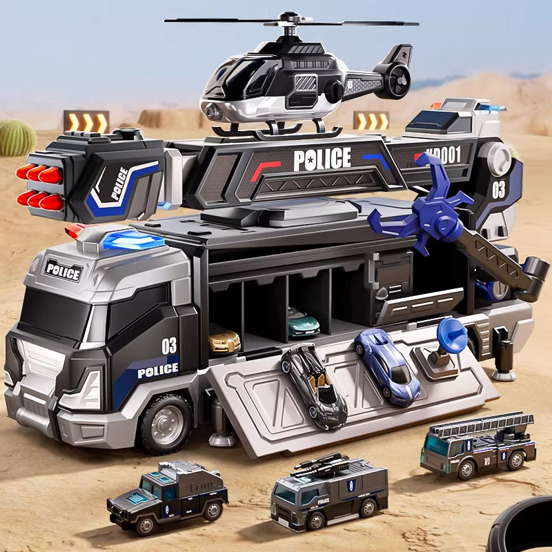 Multifunctional Transforming Police Car Toy for Children, Large Missile Launch Track Alloy Car, Educational Toy for Boys Aged 3-6